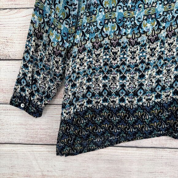 J. Jill V-Neck Floral Watercolor Tunic Blouse Women's Size Large Multicolor - Picture 6 of 12